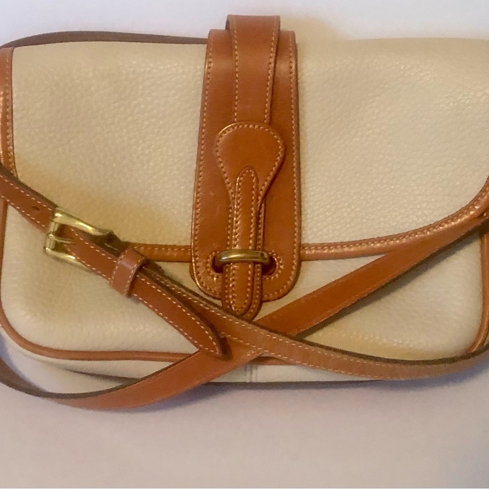Dooney & Bourke Cream and Tan Crossbody Bag with Leather Accents